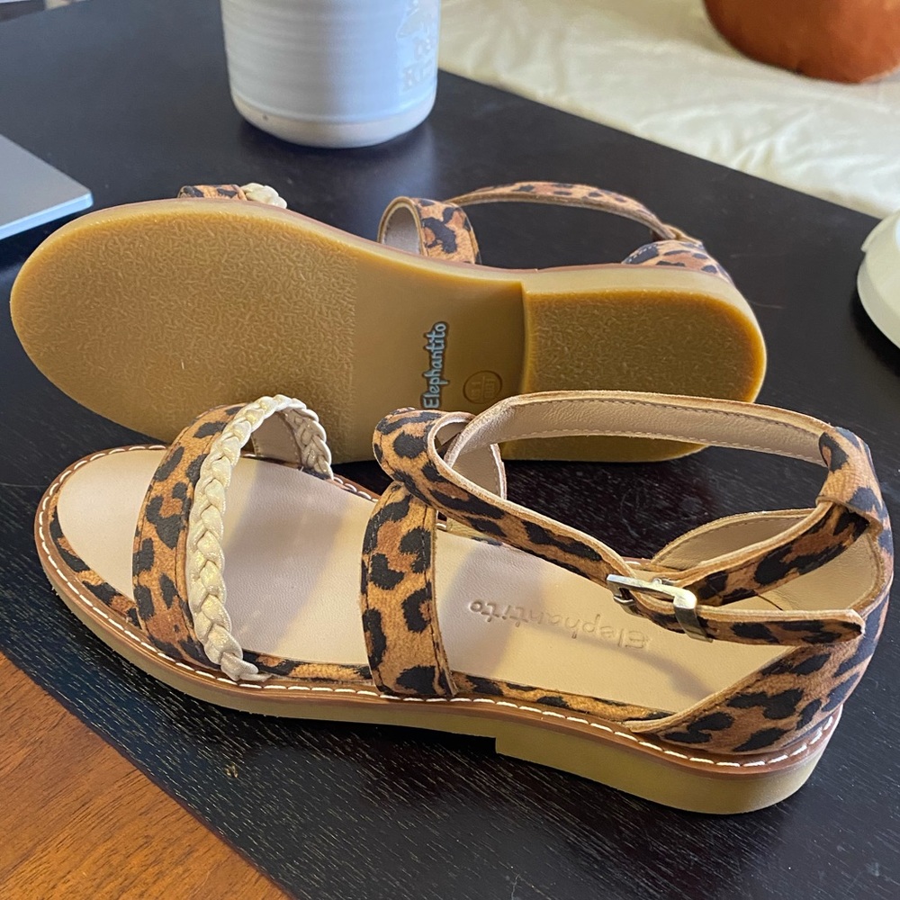 Elephantito Little Girl Braided Leopard Sandals
